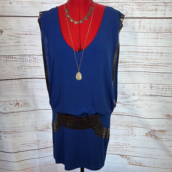 Bebe Royal Blue Dress with Black Details size L - Picture 1 of 8